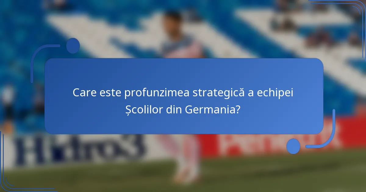 Care este profunzimea strategică a echipei Școlilor din Germania?