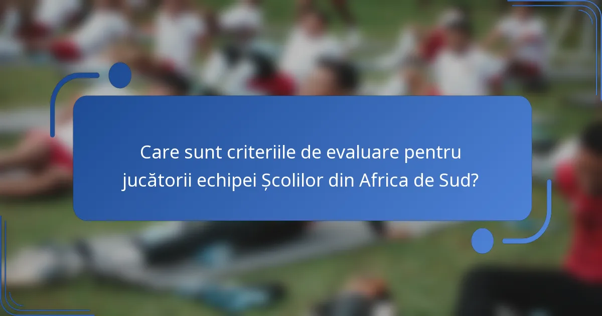 Care sunt criteriile de evaluare pentru jucătorii echipei Școlilor din Africa de Sud?