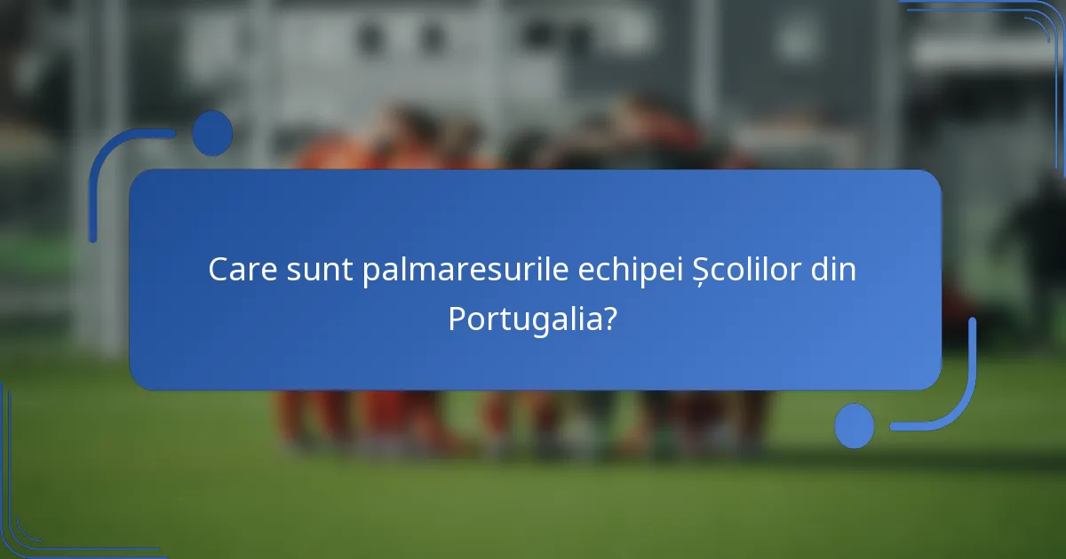 Care sunt palmaresurile echipei Școlilor din Portugalia?