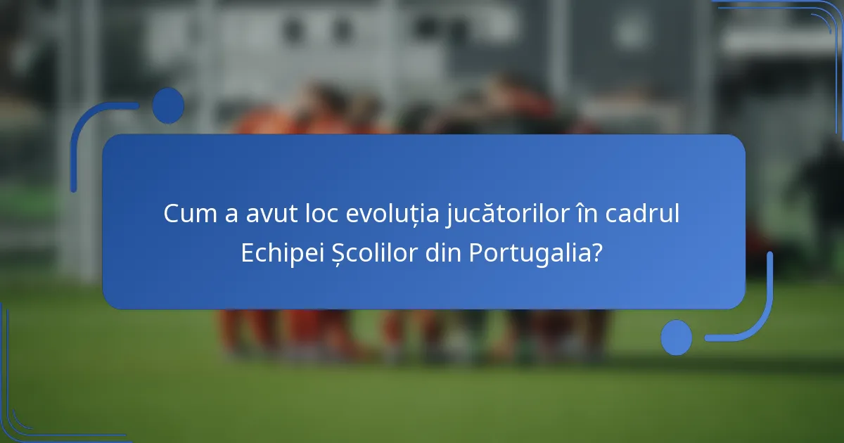 Cum a avut loc evoluția jucătorilor în cadrul Echipei Școlilor din Portugalia?