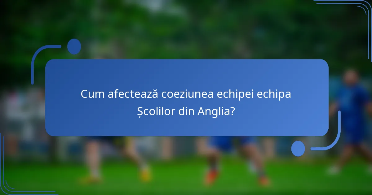 Cum afectează coeziunea echipei echipa Școlilor din Anglia?