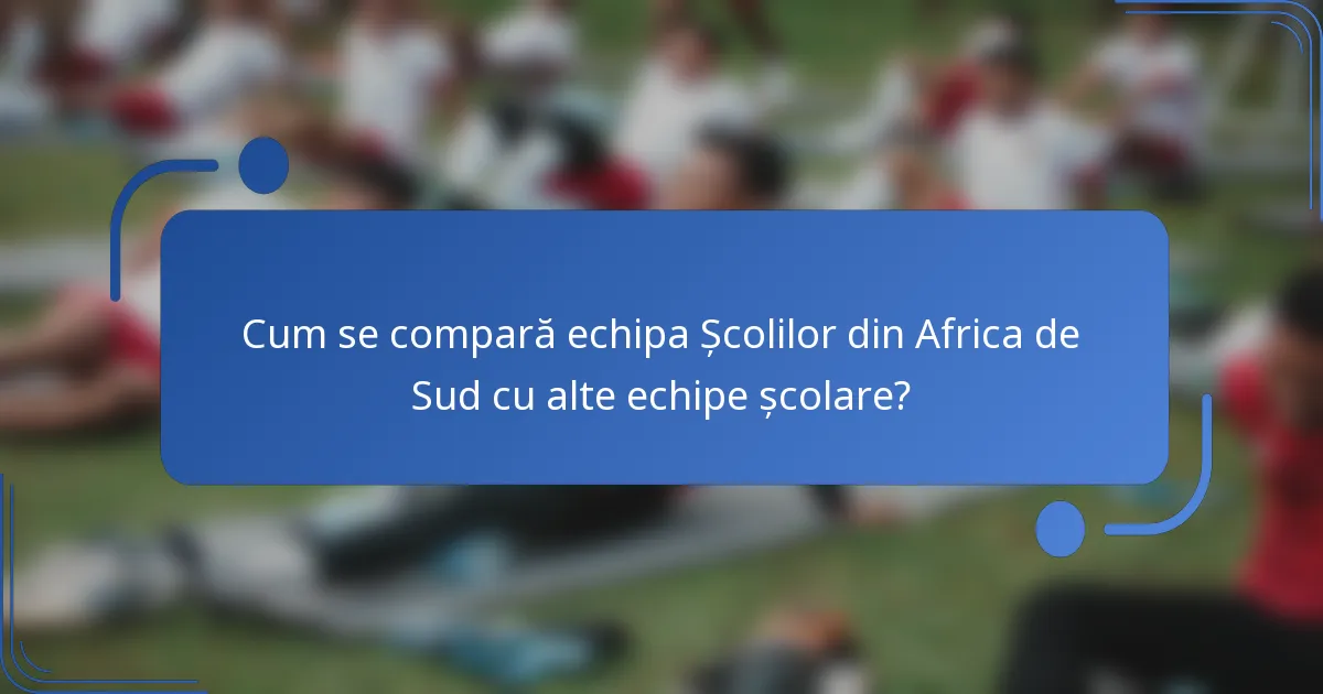 Cum se compară echipa Școlilor din Africa de Sud cu alte echipe școlare?
