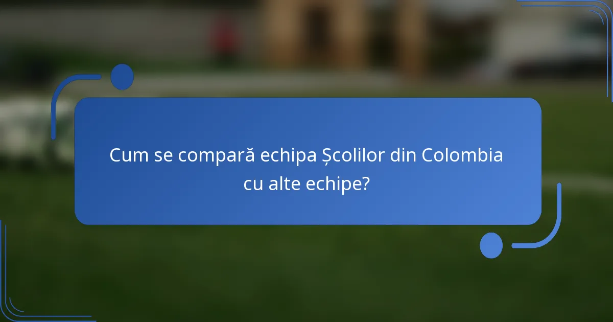 Cum se compară echipa Școlilor din Colombia cu alte echipe?