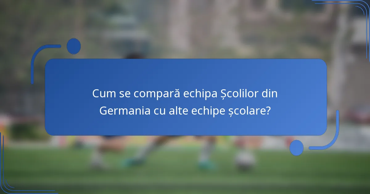 Cum se compară echipa Școlilor din Germania cu alte echipe școlare?