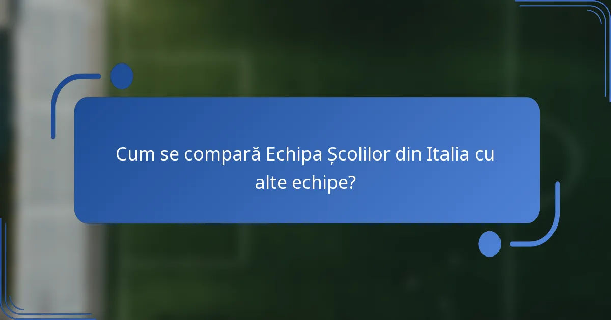 Cum se compară Echipa Școlilor din Italia cu alte echipe?