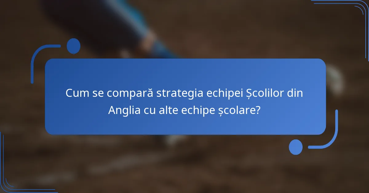Cum se compară strategia echipei Școlilor din Anglia cu alte echipe școlare?