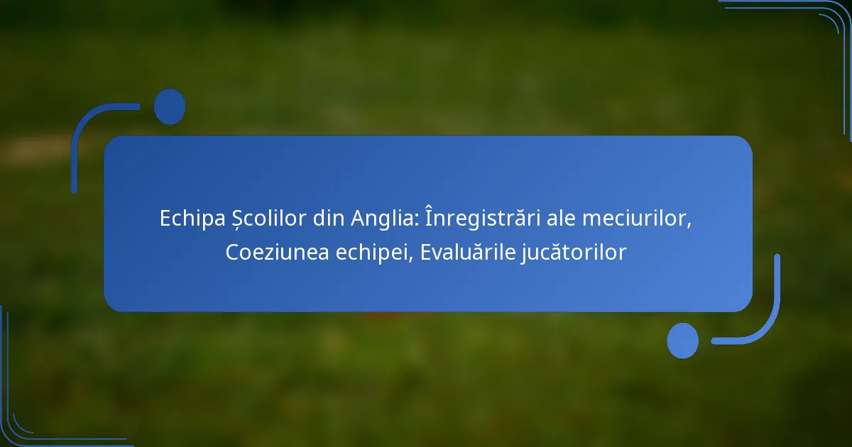 Echipa Școlilor din Anglia: Înregistrări ale meciurilor, Coeziunea echipei, Evaluările jucătorilor
