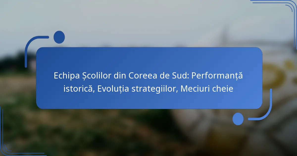 Echipa Școlilor din Coreea de Sud: Performanță istorică, Evoluția strategiilor, Meciuri cheie