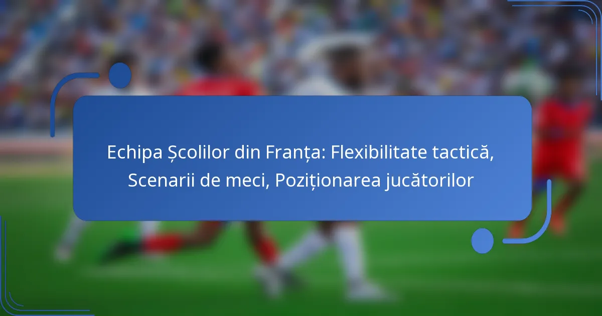 Echipa Școlilor din Franța: Flexibilitate tactică, Scenarii de meci, Poziționarea jucătorilor