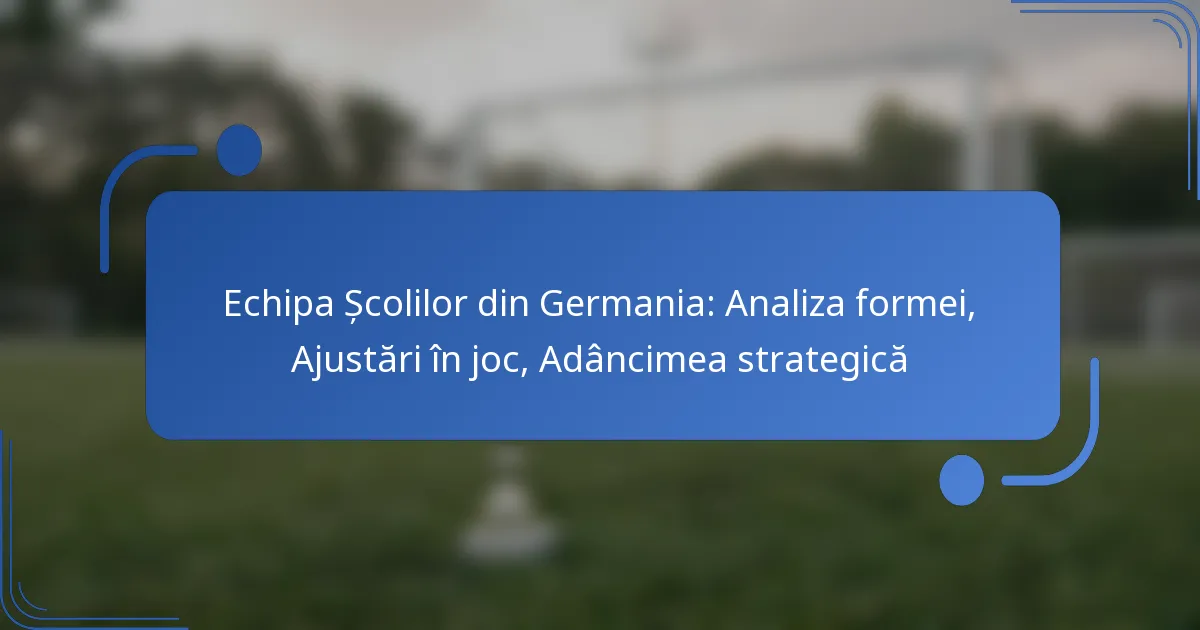 Echipa Școlilor din Germania: Analiza formei, Ajustări în joc, Adâncimea strategică