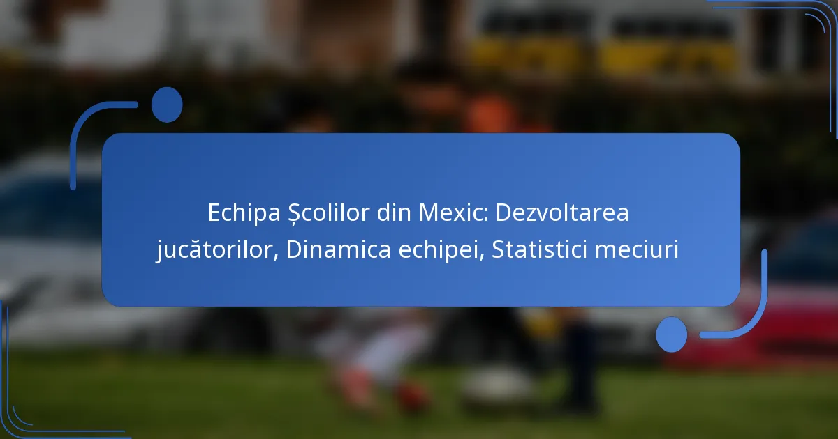 Echipa Școlilor din Mexic: Dezvoltarea jucătorilor, Dinamica echipei, Statistici meciuri
