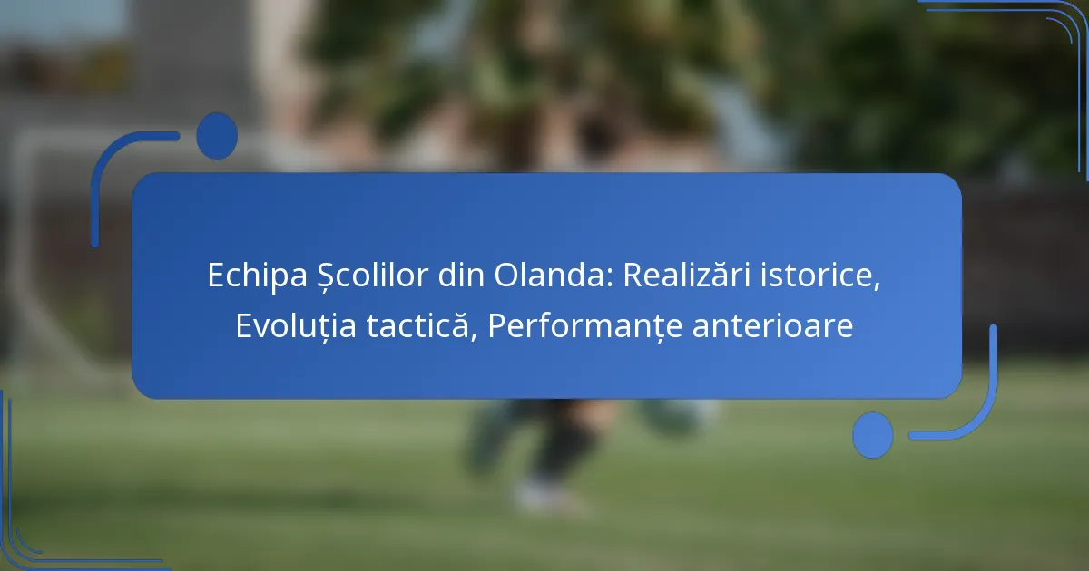Echipa Școlilor din Olanda: Realizări istorice, Evoluția tactică, Performanțe anterioare
