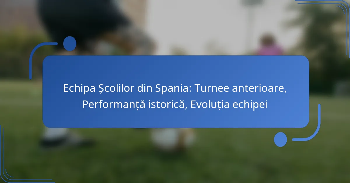 Echipa Școlilor din Spania: Turnee anterioare, Performanță istorică, Evoluția echipei